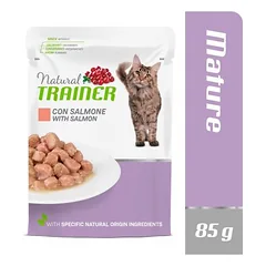 Natural Trainer Mature Salmon be grūdų drėgnas maistas vyresnio amžiaus katėms su lašiša, 85 g nuotrauka