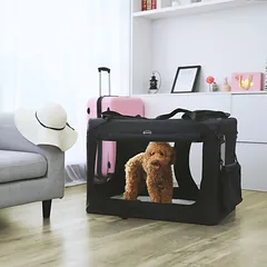 Šuns transportavimo dėžė 91x63x63 cm, juoda — 4 nuotrauka