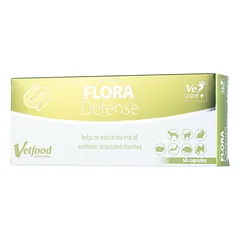 Vetfood Flora Defense - papildas, palaikantis antibiotikų terapiją, viduriavimą, šunims ir katėms - 60 tablečių