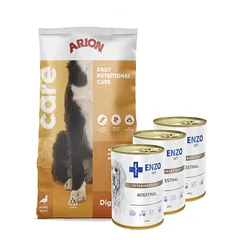 Arion Care Digestion 12kg + ENZO VET Žarnyno dieta šunims su ėriena 3x400g