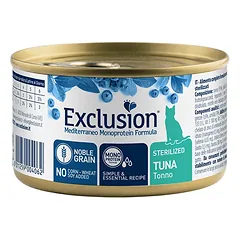 Exclusion Mediterraneo Mono Protein konservuotas pašaras sterilizuotoms katėms su tunu, 85 g