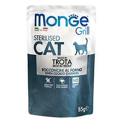 Monge Grill Sterilised konservai katėms su upėtakiu, 85 g
