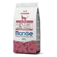 Sausas maistas sterilizuotoms katėms su jautiena, 1,5 kg, Monge Dry Cat Adult Sterilized Beef Monoprotein