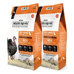WIEJSKA ZAGRODA Monoproteininis kalakutienos traškus ėdalas šunims S/M 2x6 kg