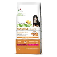 NATURAL TRAINER NT DOG SENSITIVE NO GLUTEN PUPPY&JUNIOR M/M SALMON (lašiša) 12kg.