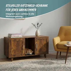 Kačių tualeto spintelė Relaxdays, XXL, 2 skyriai, 120 × 65 × 52 cm — 2 nuotrauka