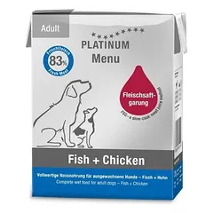 PLATINUM MENU Fish + Chicken paštetas šunims su žuvimi ir vištiena 375g