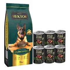 HEKTOR BALANCED Adult 15kg + WILD FARM Monoprotein Beef 6x400g