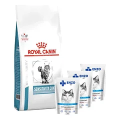 ROYAL CANIN Sensitivity Control SC 27 400g + ENZO VET Hipoalerginiai produktai katėms su ėriena želė 3x100g