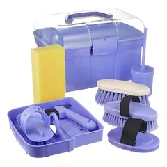 Kerbl Putzbox befüllt für Kinder lila Pflegeset