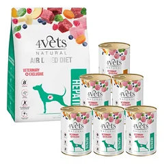 DOLINA NOTECI 4Vets Natural Hepatic rinkinys; sausas maistas 1kg + drėgnas maistas 6x400g