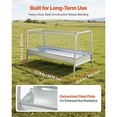 Gyvulių šėrykla VEVOR T1097, 2 viename, 300 l, Sidabrinė, 147 × 86,5 × 70 cm — 3 nuotrauka