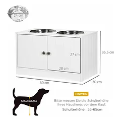Dubenėliai su stovu PawHut 60x30x35,5cm., baltos/sidabrinės spalvos — 3 nuotrauka