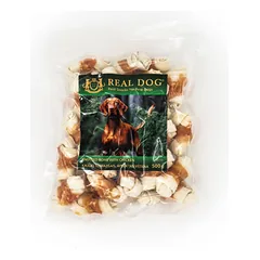 REAL DOG SNACKS kaulas su mazgais, apsuktas vištiena, 500 g