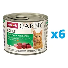 ANIMONDA Carny Adultrinkinys jautiena, kalakutiena ir triušiena 6 x 200 g