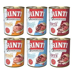 RINTI Kennerfleisch Mix vištienos širdelės, vištiena ir vištienos širdelės 6x400 g