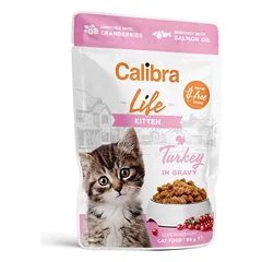 CALIBRA Cat Life pouch konservai maišeliuose kačiukams su kalakutiena padaže, 85g