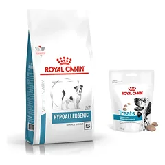 ROYAL CANIN Hypoallergenic Small Dog HSD24 3,5kg + Royal Canin Hypoallergenic Treats skanėstai šunims 230g
