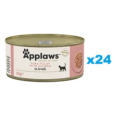 APPLAWS Cat Adult Tuna with Salmon in Broth tunas su lašiša sultinyje 24x156 g