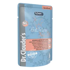 Dr.Clauder‘s Best Selection drėgnas maistas sterilizuotoms katėms su vištiena, lašiša ir jūros dumbliais 85g