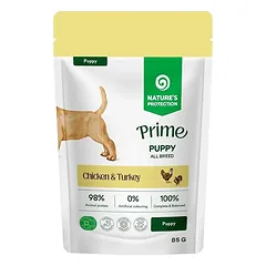 NATURE’S PROTECTION PRIME visų veislių šuniukų šlapias pašaras su vištiena ir kalakutiena 85 g photo