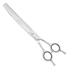 Geib Wave Thinner 7.5 Curve - professional single-sided thinning shears made of Japanese steel, curved, 36 teeth, Srebrny / 7,5" — 2 nuotrauka