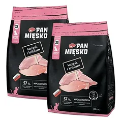 PAN MIŠKO Vištiena su triušiu kačiukams XS 2x400 g