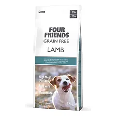 Four Friends lamb grain free monoproteininis begrūdis sausas maistas alergiškiems šunims su ėriena, 12 kg