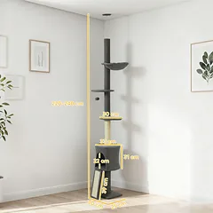 Kačių draskyklė tamsiai pilka/kreminė 220-240cm — 3 nuotrauka