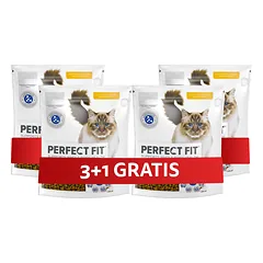 PERFECT FIT Sensitive 1+ 4 x 750 g Sausas visavertis maistas suaugusiems katėms, turintis daug kalakutienos – 3+1 NEMOKAMAI