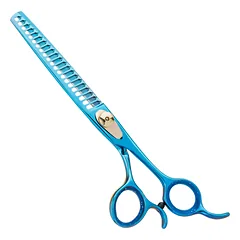 Geib Kiss Gold Blue Chunker 7.5 - vienpusės kirpimo žirklės su mėlyna apdaila, 21 dantis