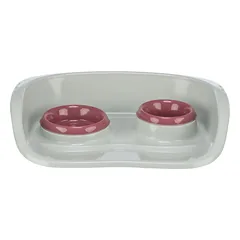 TRIXIE Dubenėlių kompl. su padėklu, plastikas, 0.25 l/9cm, 0.3 l/11cm 46x11x30cm pilka/įv.