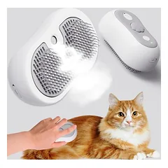 LovuPet Katzen-Dampfbürste zum Fellwechsel mit Reinigungsknopf