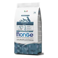 MONGE Monoprotein Adult sausas maistas šunims su upėtakiu, 2,5 kg