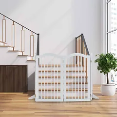 Augintinių varteliai Relaxdays, laisvai stovintys, Balti, 92 × 205 × 30 cm — 2 nuotrauka