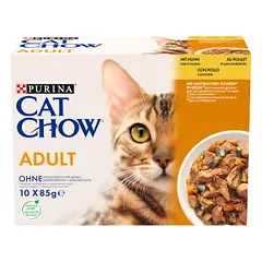PURINA Cat Chow suaugusių kačių ėdalas su vištiena ir cukinijomis drebučiuose 10x85 g