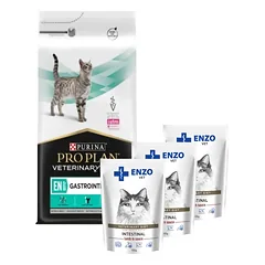 PURINA Veterinary PVD EN Gastrointestinal Cat 5kg + ENZO VET Žarnynas su ėriena padaže katėms 3x100g