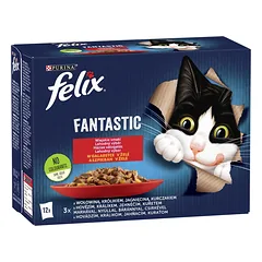 FELIX FANTASTIC Kaimų skoniai drebučiuose (jautiena, triušis, ėriena, vištiena)12x85gdrėgnas kačių maistas