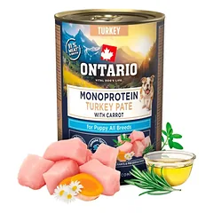 Ontario Puppy Monoprotein Turkey kalakutienos paštetas su morkomis 400 g