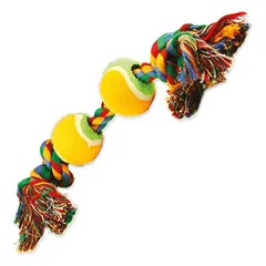 Twin-tennis ball knots virvinis žaislas šunims su kamuoliais