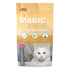 Magic Cat Magic Litter Bentonite Ultra White Baby Powder bentonitinės smiltys kačių tualetams, 10 L — 2 nuotrauka