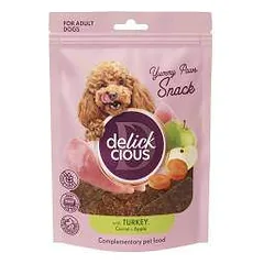 DELICKCIOUS™ oru džiovinti užkandžiai šunims su kalakutiena, morkomis ir obuoliais, 80 g