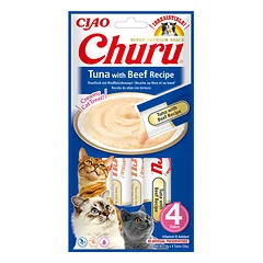 CHURU kreminis skanėstas su tunu ir jautiena katėms, 4 vnt.