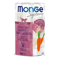 Monge Cat Supreme Pouch Kitten Tuna Flakes with Quinoa and Baby Carrots 80 g