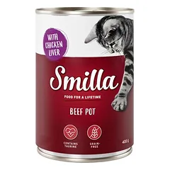 Smilla jautienos puodeliai, drėgnas maistas katėms, ekonominė pakuotė 24 x 400 g — 4 nuotrauka