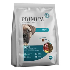 PRIMUM sausas maistas suaugusiems šunims su jautiena ir bulvėmis, 1,5 kg