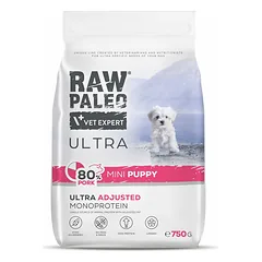 RAW PALEO Ultra Pork Mini Puppy 750 g – sausas pašaras su kiauliena mažų veislių šuniukams