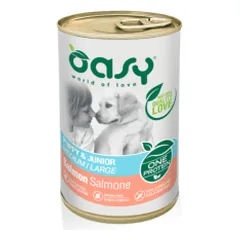 Oasy Puppy Medium & Large Salmon vieno baltymo konservai su lašiša šuniukams - Pet24