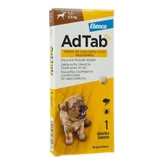 Elanco AdTab kramtomosios tabletės nuo erkių ir blusų 1,3-2,5 kg svorio šunims, 56 mg, N1