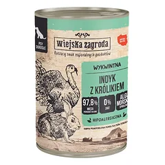 WIEJSKA ZAGRODA Turkijos ir triušienos šlapias šunų maistas 24x400 g